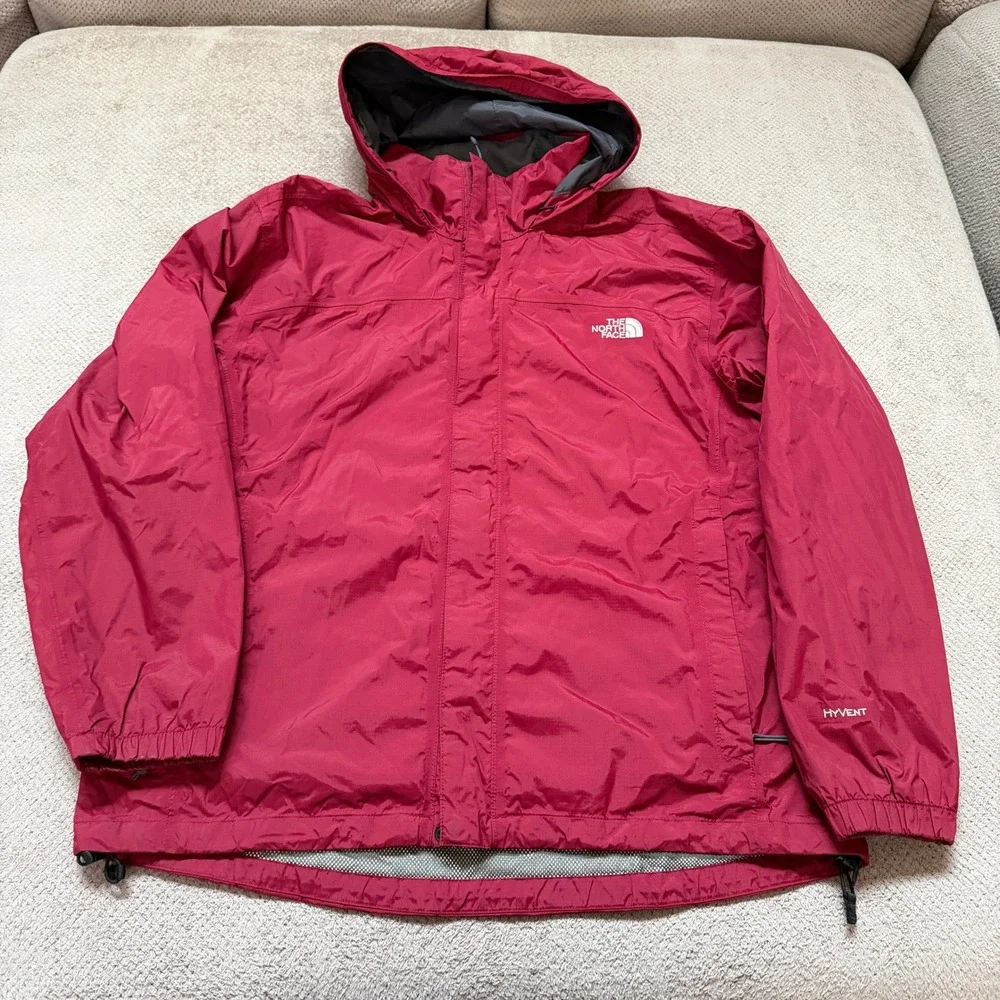 Vintage 2000s The North Face HyVent Rain Jacket Mens Large Maroon Red Hooded